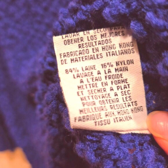 Eileen Fisher Blue Violet Nubby Italian Wool Blend Funnel Mock Neck Sweater L - Picture 5 of 11